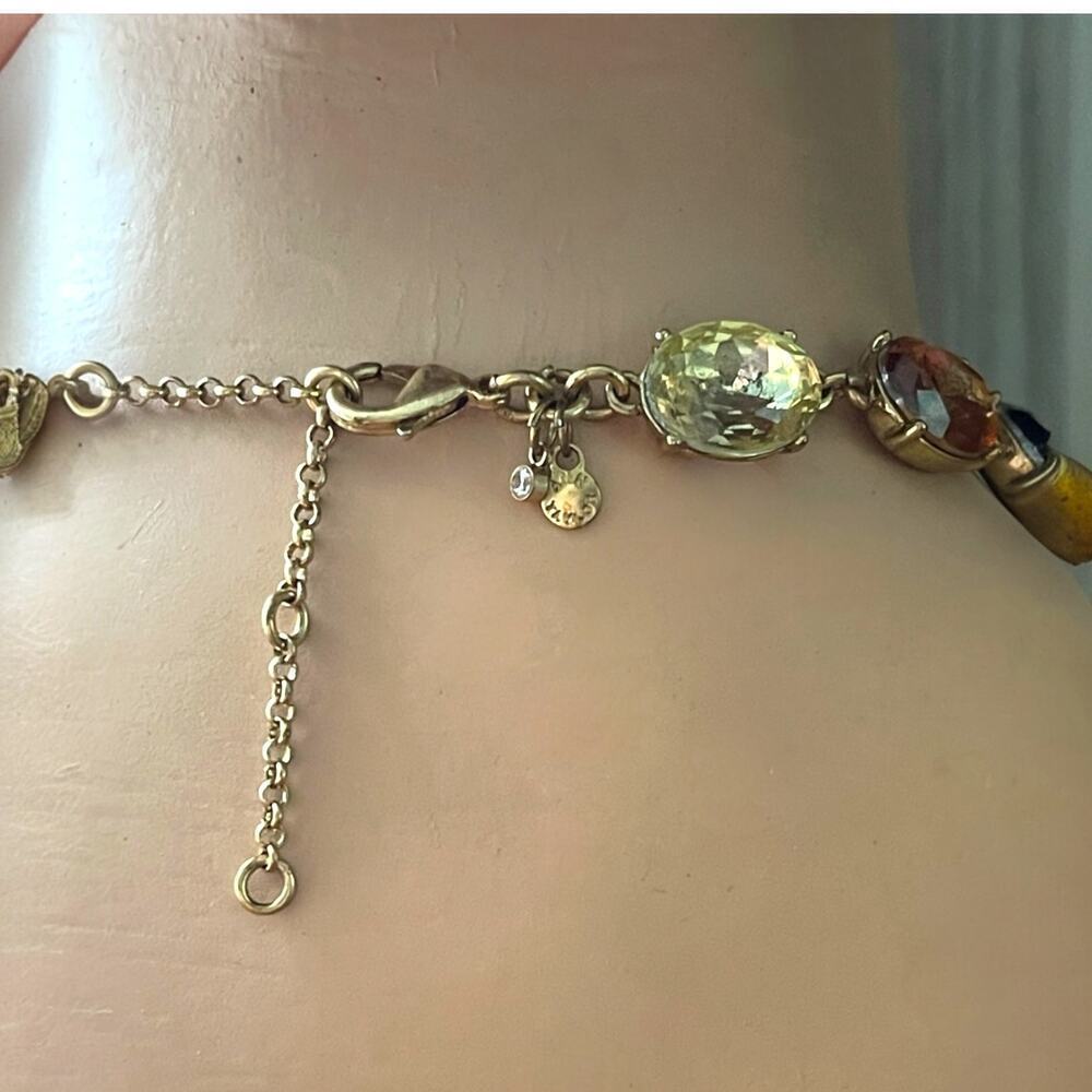 Vintage Ann Taylor Dragonfly Necklace Gold Tone Multi Facet Jewel Tone Statement - Picture 3 of 8